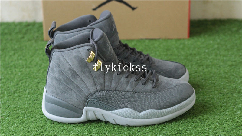 Authentic Air Jordan 12 Grey Suede